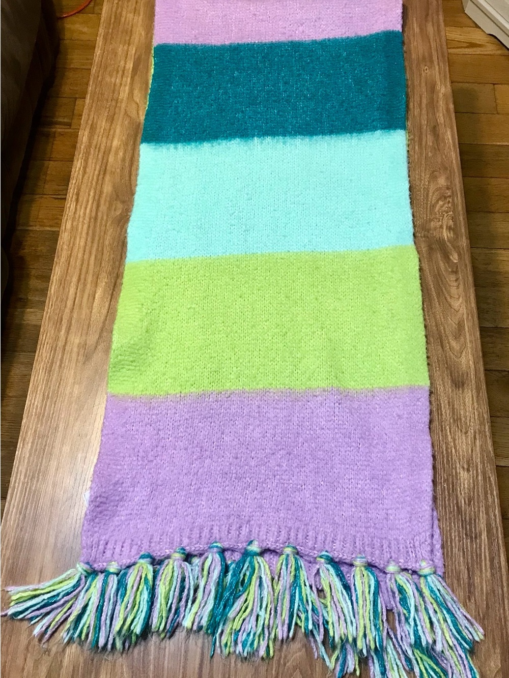 Gap Colorblock Wool Blend Knit Fringe Scarf - Pastel Multicolor - Picture 3 of 6